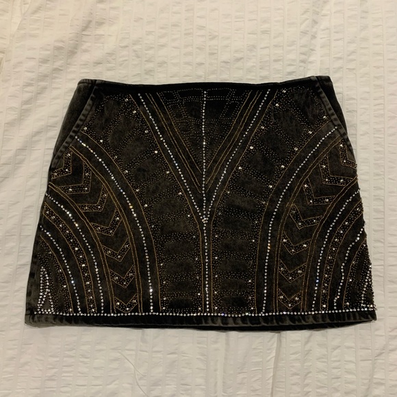 KOOPLES Denim Embellished Mini Skirt Sz 2 - Picture 3 of 5